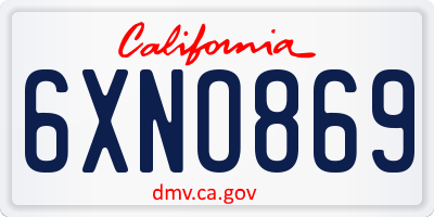 CA license plate 6XNO869