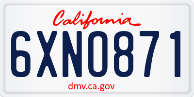 CA license plate 6XNO871