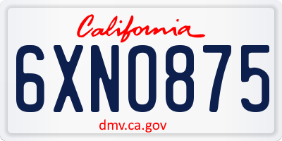 CA license plate 6XNO875