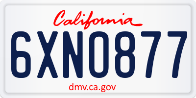 CA license plate 6XNO877
