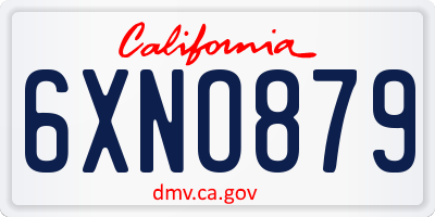 CA license plate 6XNO879