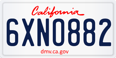 CA license plate 6XNO882