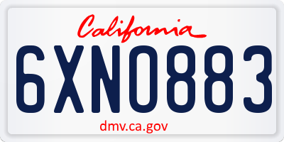 CA license plate 6XNO883
