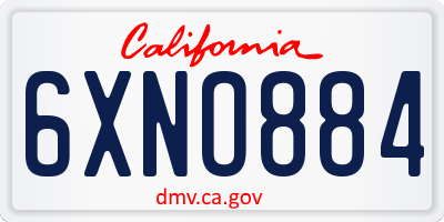 CA license plate 6XNO884
