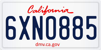 CA license plate 6XNO885
