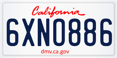 CA license plate 6XNO886