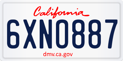 CA license plate 6XNO887