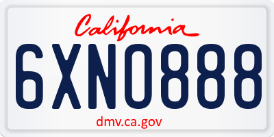 CA license plate 6XNO888