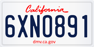CA license plate 6XNO891