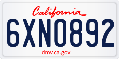 CA license plate 6XNO892