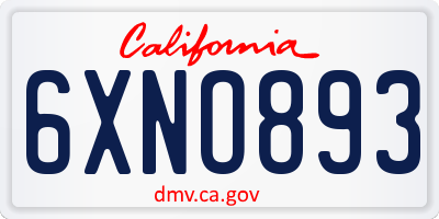 CA license plate 6XNO893
