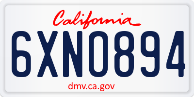 CA license plate 6XNO894
