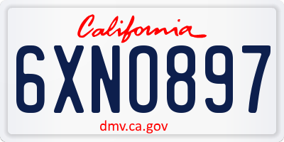 CA license plate 6XNO897