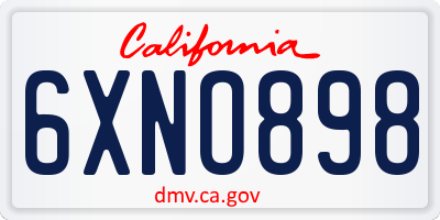 CA license plate 6XNO898