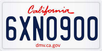 CA license plate 6XNO900
