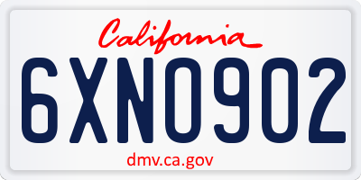 CA license plate 6XNO902