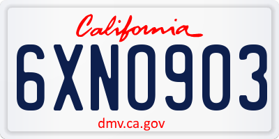 CA license plate 6XNO903