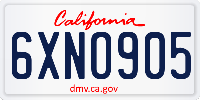 CA license plate 6XNO905