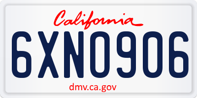 CA license plate 6XNO906