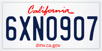 CA license plate 6XNO907