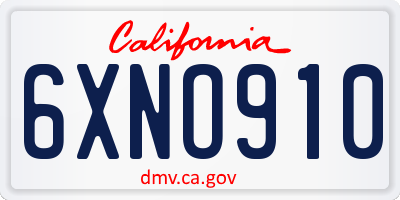 CA license plate 6XNO910
