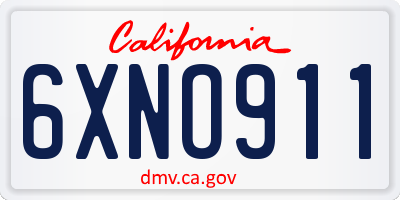 CA license plate 6XNO911