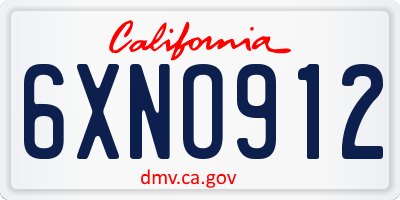 CA license plate 6XNO912