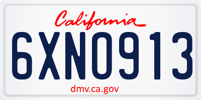 CA license plate 6XNO913
