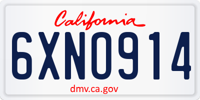 CA license plate 6XNO914