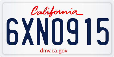 CA license plate 6XNO915