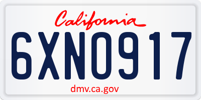 CA license plate 6XNO917