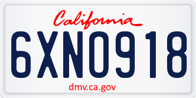 CA license plate 6XNO918