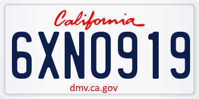 CA license plate 6XNO919