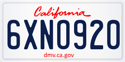 CA license plate 6XNO920