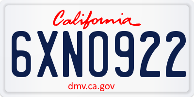 CA license plate 6XNO922