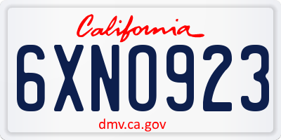 CA license plate 6XNO923
