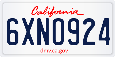 CA license plate 6XNO924