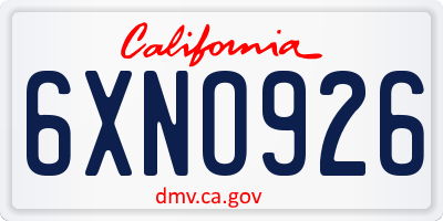 CA license plate 6XNO926