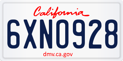 CA license plate 6XNO928
