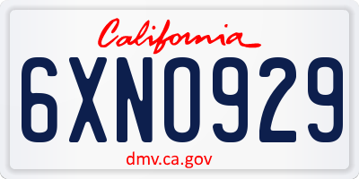 CA license plate 6XNO929