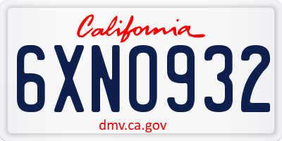 CA license plate 6XNO932