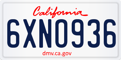 CA license plate 6XNO936
