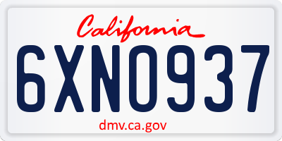 CA license plate 6XNO937