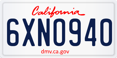 CA license plate 6XNO940
