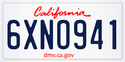 CA license plate 6XNO941