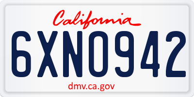 CA license plate 6XNO942