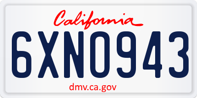 CA license plate 6XNO943