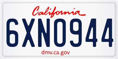 CA license plate 6XNO944