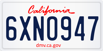 CA license plate 6XNO947