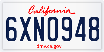 CA license plate 6XNO948